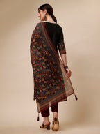 Polka & Floral Printed Chanderi Kurta With Pant & Dupatta, Multicolor - Hiral Fashion - Distacart