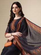 Printed & Hand Embroidered Kurta With Pant And Printed Dupatta Set, Multicolor - Hiral Fashion - Distacart