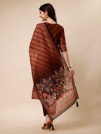 Leheriya Printed & Embroidered Kurta With Pant And Dupatta Set, Multicolor - Hiral Fashion - Distacart