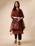 Leheriya Printed & Embroidered Kurta With Pant And Dupatta Set, Multicolor - Hiral Fashion - Distacart