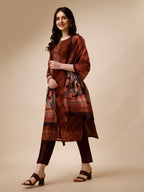 Leheriya Printed & Embroidered Kurta With Pant And Dupatta Set, Multicolor - Hiral Fashion