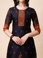 Ethnic Motif Printed & Embroidered Kurta With Pant & Dupatta Set, Multicolor - Hiral Fashion - Distacart