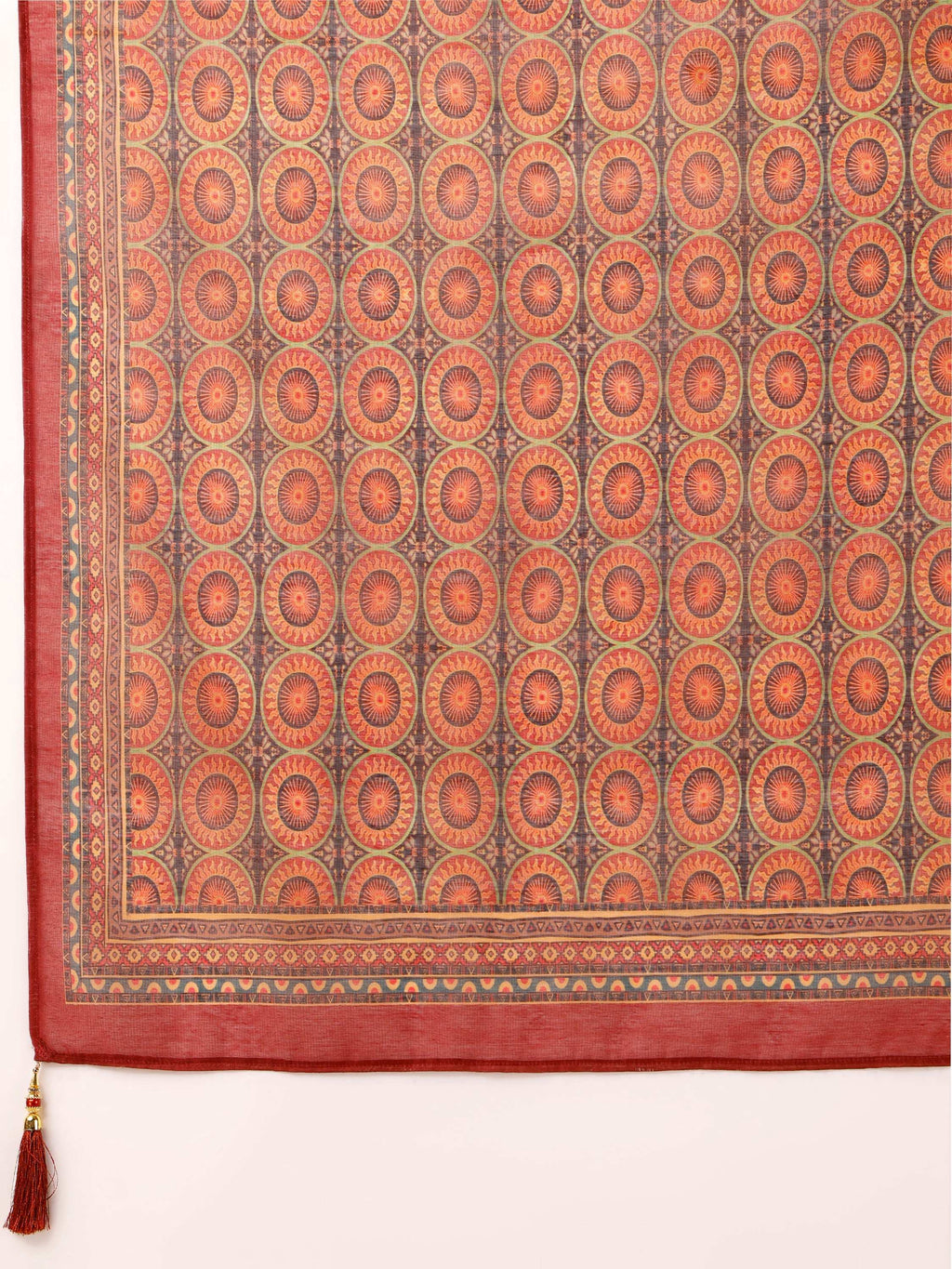 Ethnic Motif Printed & Embroidered Kurta With Pant & Dupatta Set, Multicolor - Hiral Fashion - Distacart
