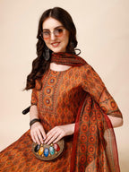 Ethnic Motif Printed & Embroidered Kurta With Pant & Dupatta Set, Multicolor - Hiral Fashion - Distacart