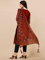 Printed And Embroidered Kurta With Pant And Dupatta Set, Multicolor - Hiral Fashion - Distacart