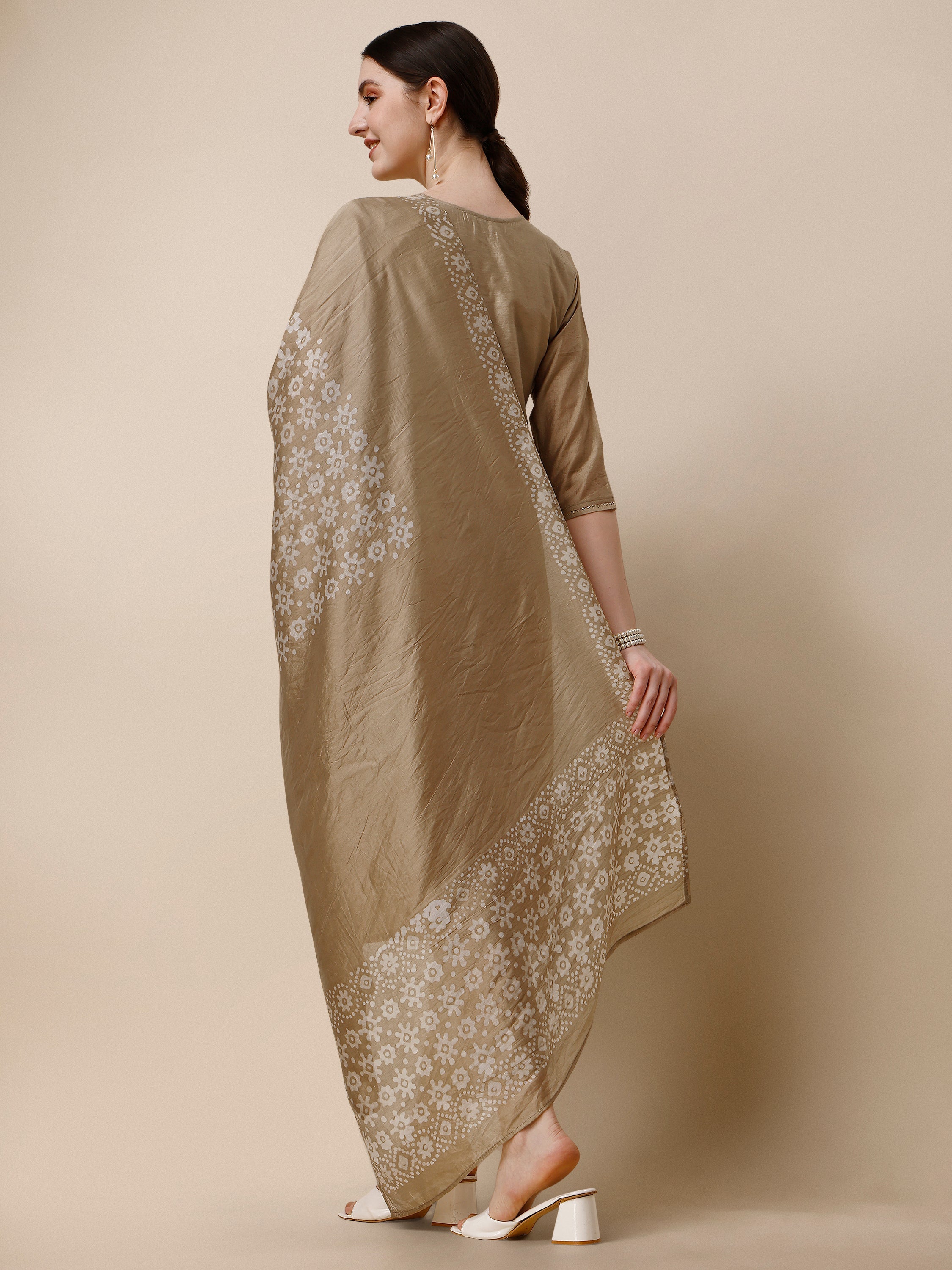 Embroidered & Printed Kurta With Pant And Dupatta Set, Multicolor - Hiral Fashion - Distacart