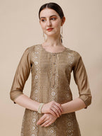 Embroidered & Printed Kurta With Pant And Dupatta Set, Multicolor - Hiral Fashion - Distacart