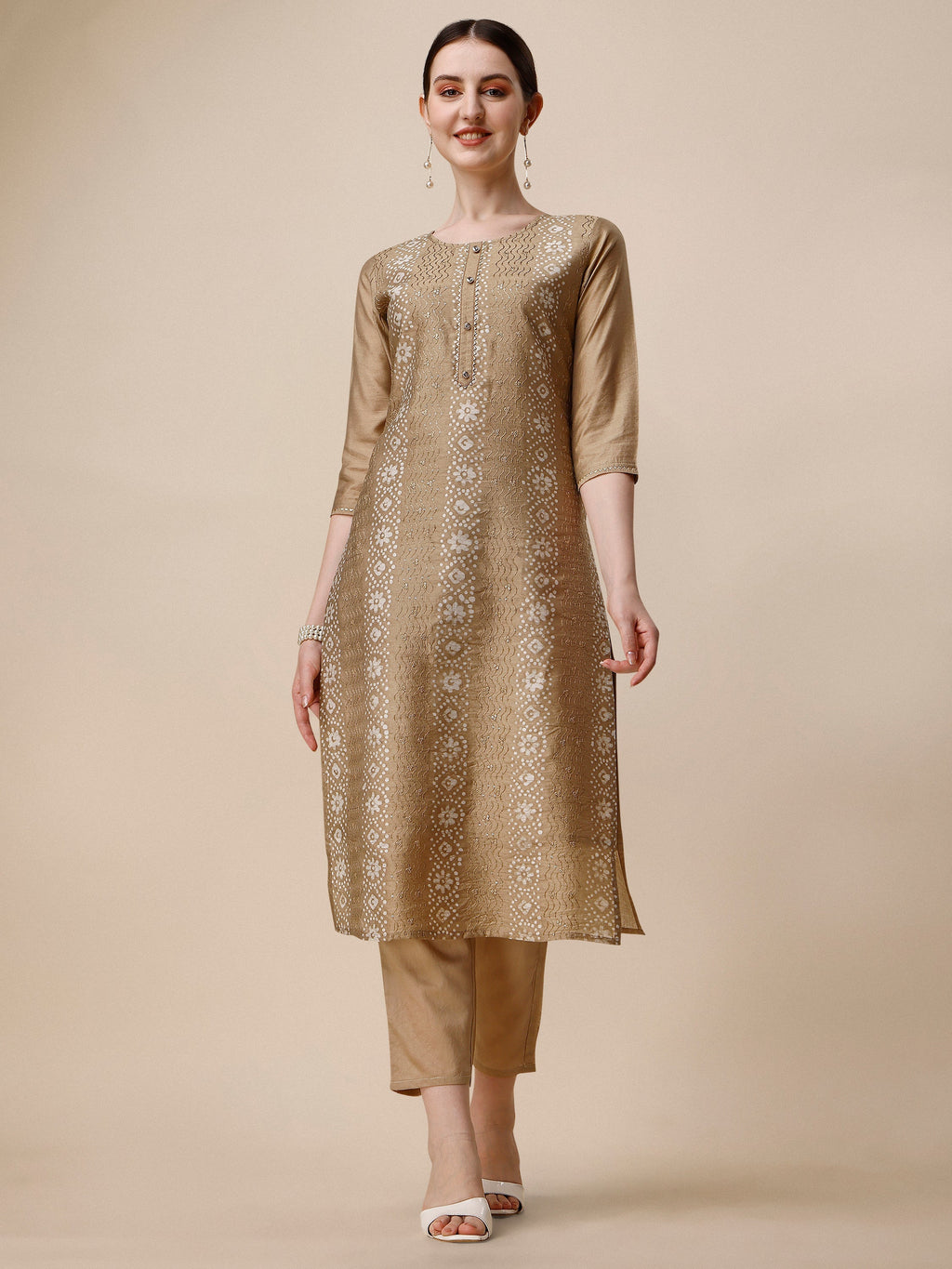 Embroidered & Printed Kurta With Pant And Dupatta Set, Multicolor - Hiral Fashion - Distacart