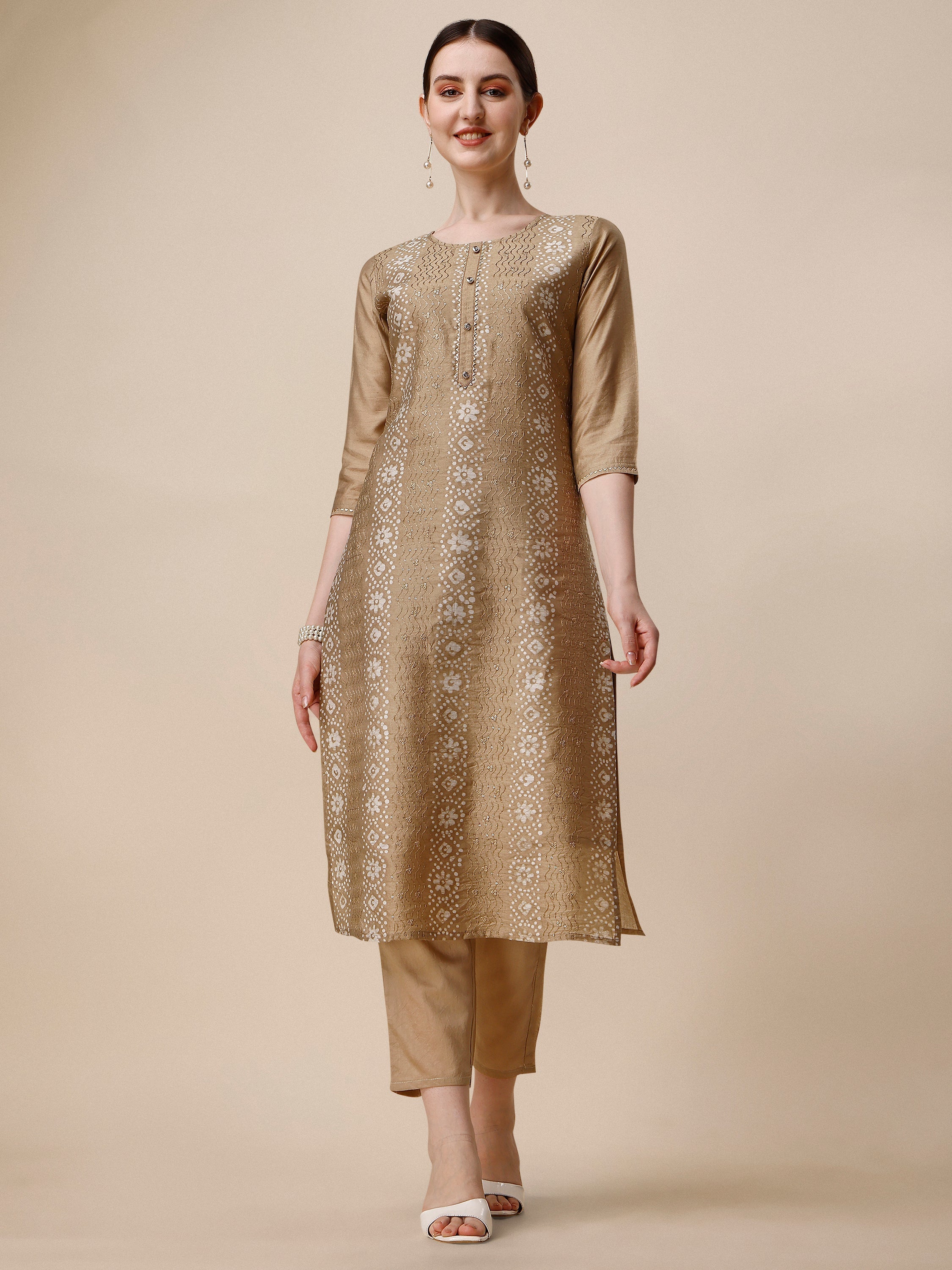 Embroidered & Printed Kurta With Pant And Dupatta Set, Multicolor - Hiral Fashion - Distacart