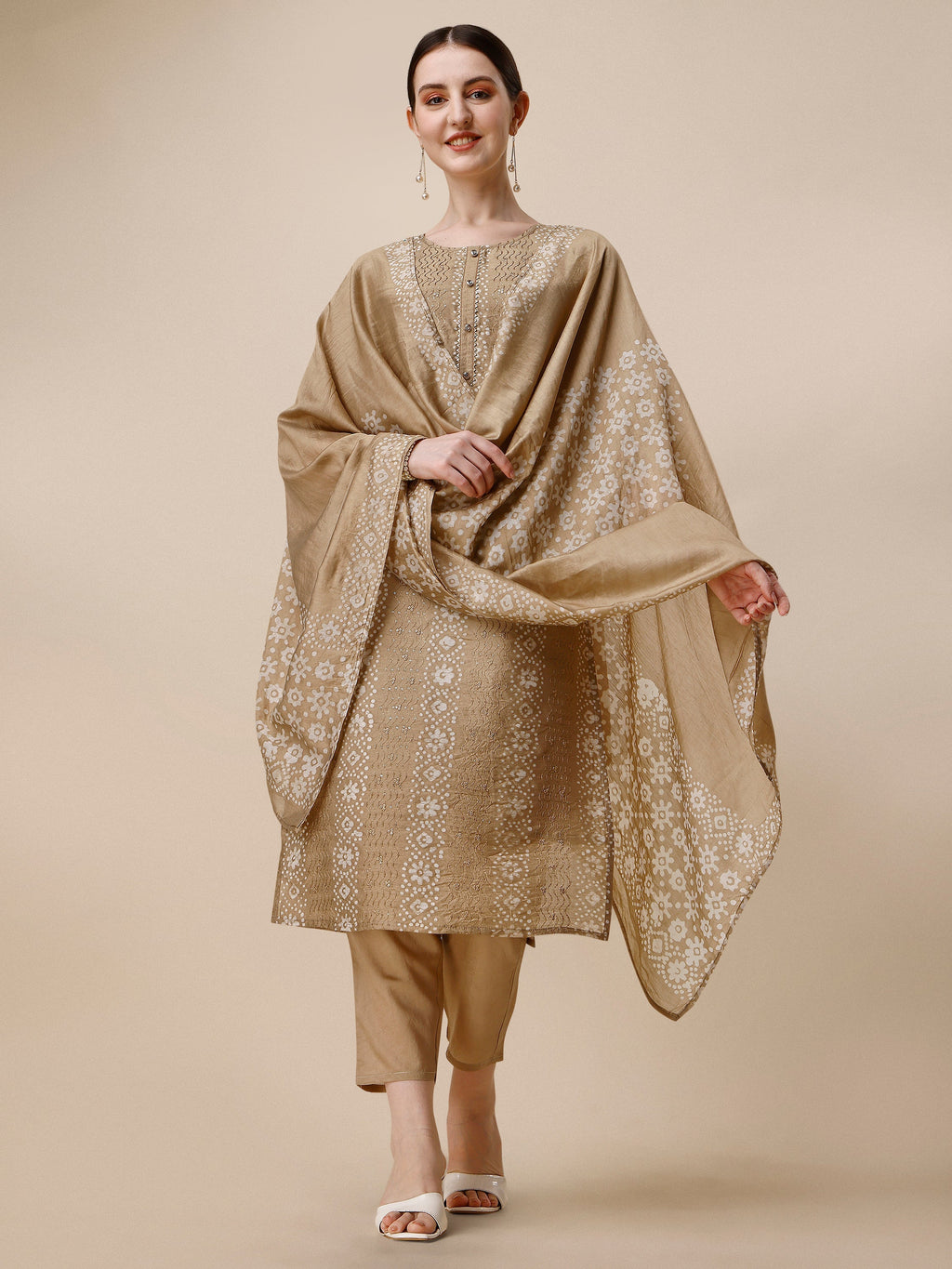 Embroidered & Printed Kurta With Pant And Dupatta Set, Multicolor - Hiral Fashion - Distacart