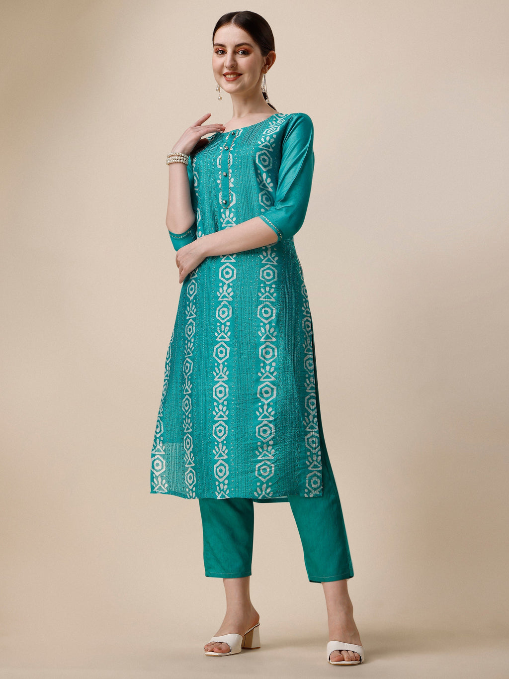 Embroidered Kurta With Pant And Dupatta Set, Multicolor - Hiral Fashion - Distacart