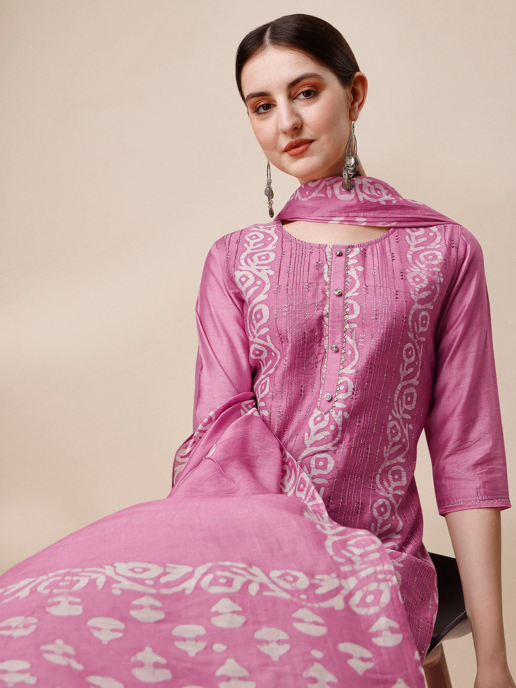 Embroidered & Printed Kurta With Pant And Dupatta Set, Multicolor - Hiral Fashion - Distacart