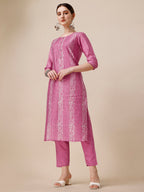 Embroidered & Printed Kurta With Pant And Dupatta Set, Multicolor - Hiral Fashion - Distacart