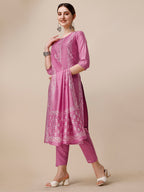 Embroidered & Printed Kurta With Pant And Dupatta Set, Multicolor - Hiral Fashion - Distacart