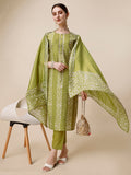 Printed & Embroidered Kurta With Pant & Printed Dupatta Set, Multicolor - Hiral Fashion - Distacart