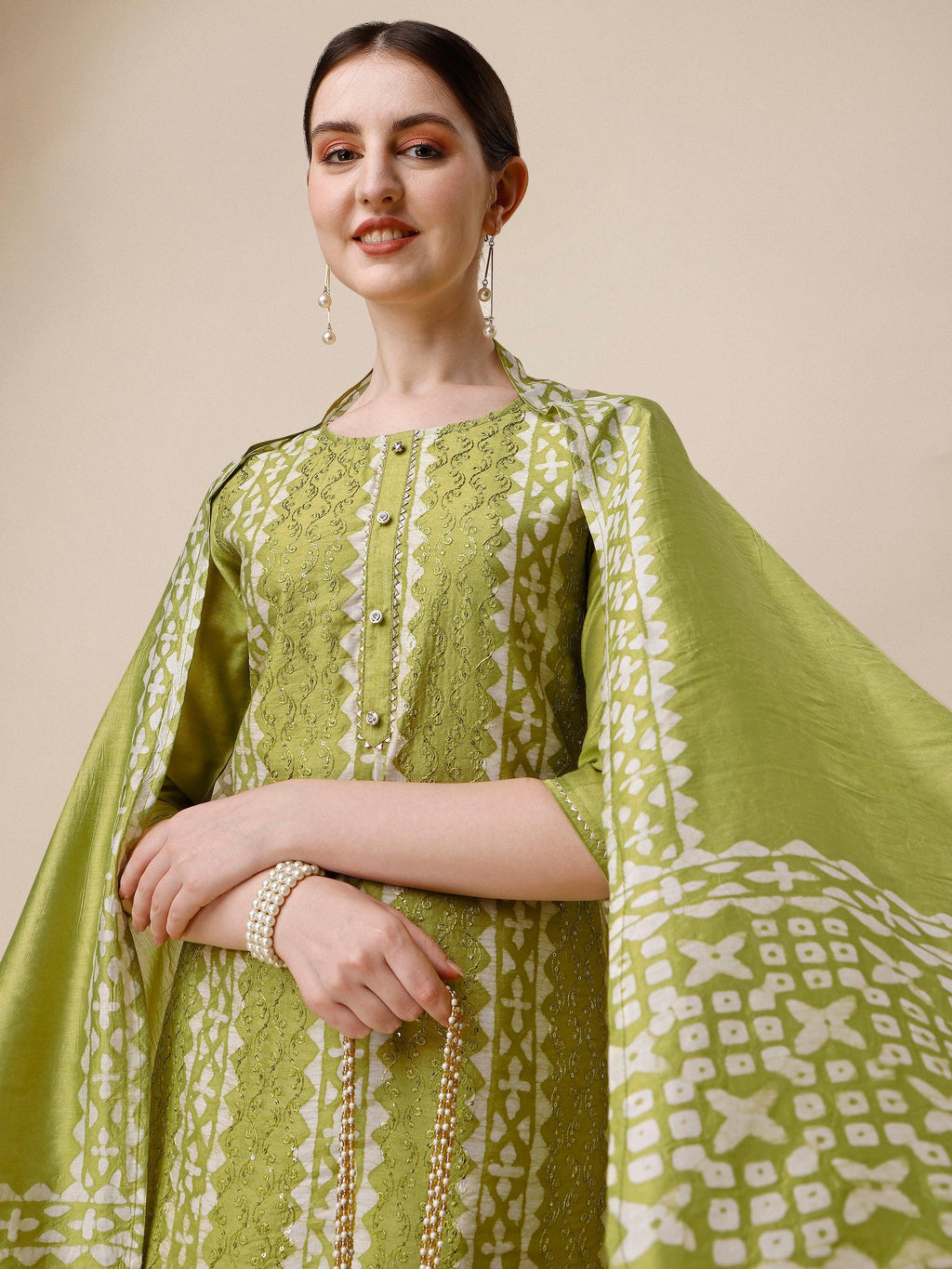 Printed & Embroidered Kurta With Pant & Printed Dupatta Set, Multicolor - Hiral Fashion - Distacart