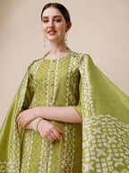 Printed & Embroidered Kurta With Pant & Printed Dupatta Set, Multicolor - Hiral Fashion - Distacart