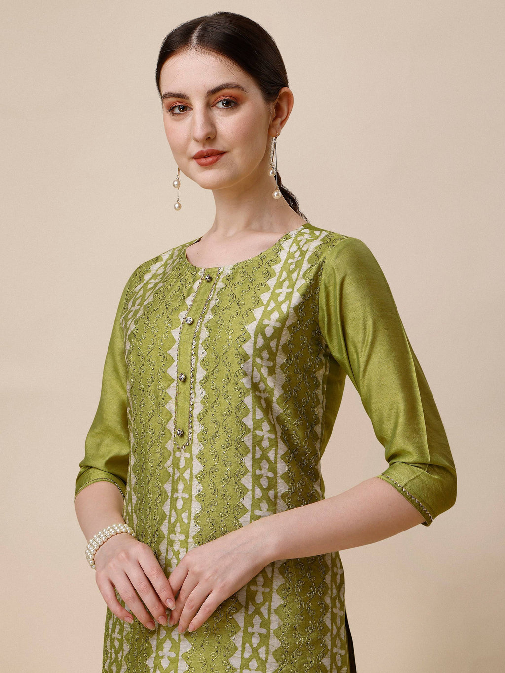 Printed & Embroidered Kurta With Pant & Printed Dupatta Set, Multicolor - Hiral Fashion - Distacart