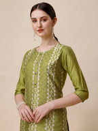 Printed & Embroidered Kurta With Pant & Printed Dupatta Set, Multicolor - Hiral Fashion - Distacart