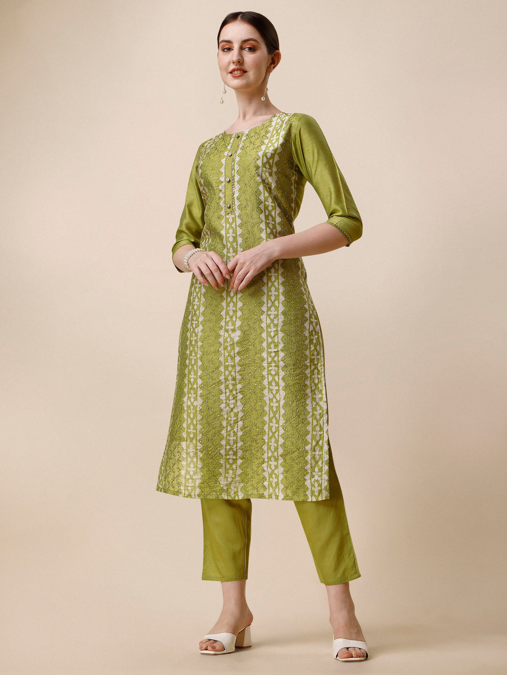 Printed & Embroidered Kurta With Pant & Printed Dupatta Set, Multicolor - Hiral Fashion - Distacart