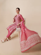 Printed & Embroidered Kurta With Pant & Dupatta Set, Multicolor - Hiral Fashion - Distacart