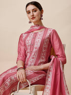 Printed & Embroidered Kurta With Pant & Dupatta Set, Multicolor - Hiral Fashion - Distacart