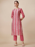 Printed & Embroidered Kurta With Pant & Dupatta Set, Multicolor - Hiral Fashion - Distacart