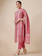 Printed & Embroidered Kurta With Pant & Dupatta Set, Multicolor - Hiral Fashion - Distacart