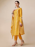 Printed & Embroidered Kurta With Pant & Dupatta Set, Multicolor - Hiral Fashion - Distacart