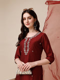 Embroidered Kurta With Pant And Dupatta Set, Multicolor - Hiral Fashion - Distacart