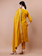 Hand Embroidered And Embellished Kurta With Pant And Dupatta Set, Multicolor - Hiral Fashion - Distacart