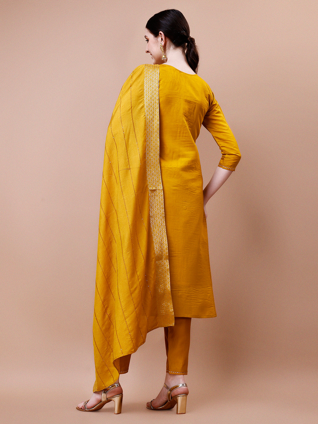 Hand Embroidered And Embellished Kurta With Pant And Dupatta Set, Multicolor - Hiral Fashion - Distacart