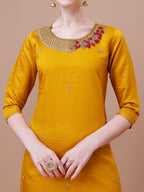 Hand Embroidered And Embellished Kurta With Pant And Dupatta Set, Multicolor - Hiral Fashion - Distacart