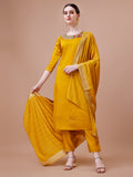 Hand Embroidered And Embellished Kurta With Pant And Dupatta Set, Multicolor - Hiral Fashion - Distacart
