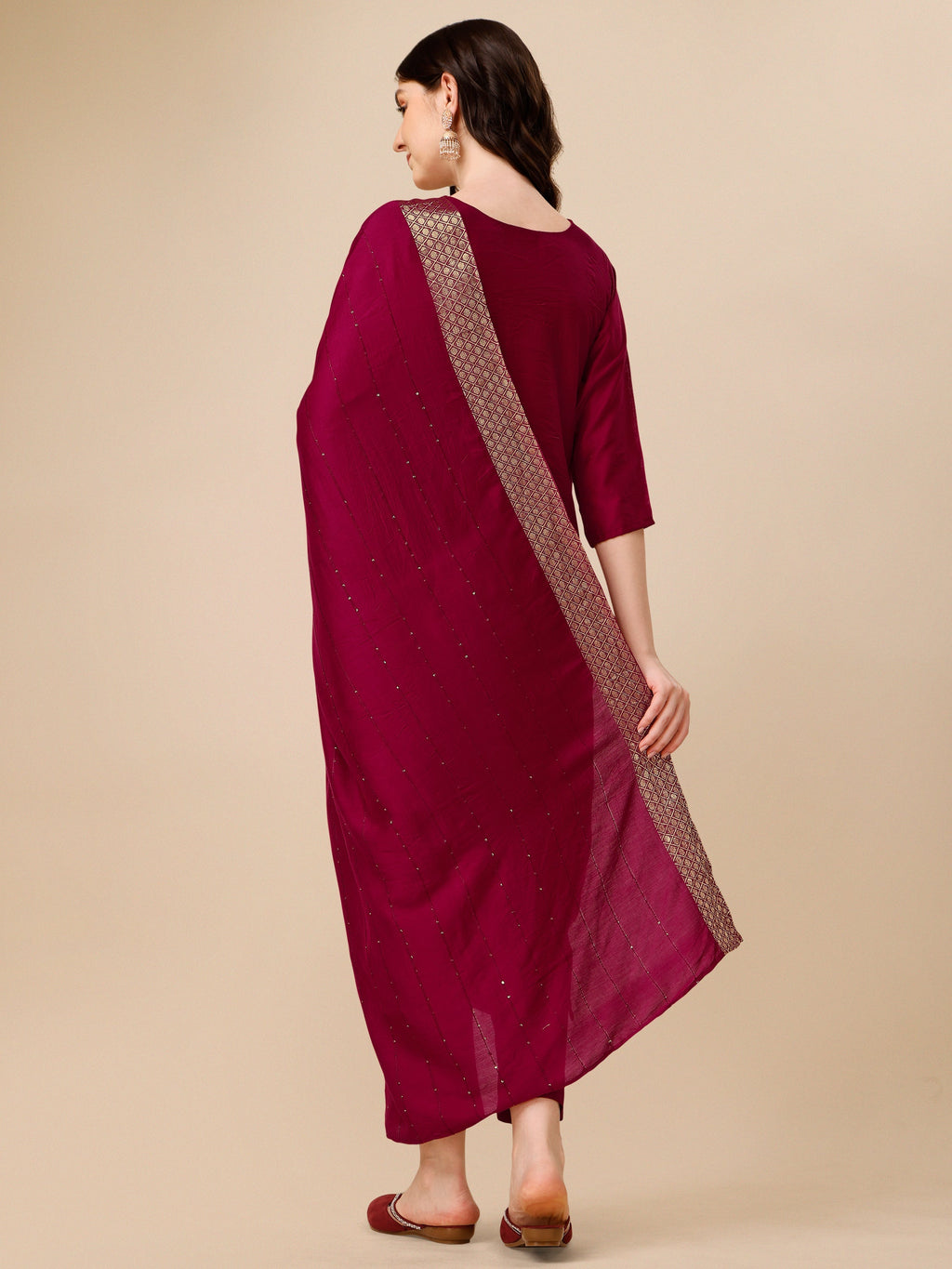 Hand Embroidered Kurta With Pant And Dupatta Set, Multicolor - Hiral Fashion - Distacart