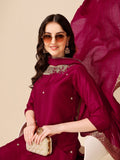 Hand Embroidered Kurta With Pant And Dupatta Set, Multicolor - Hiral Fashion - Distacart