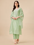 Hand Embroidered Kurta With Pant And Dupatta Set, Multicolor - Hiral Fashion - Distacart