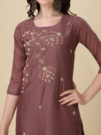 Hand Embroidered Kurta With Pant And Dupatta Set, Multicolor - Hiral Fashion - Distacart