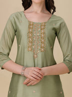 Embroidered Kurta With Pant And Dupatta Set, Multicolor - Hiral Fashion - Distacart