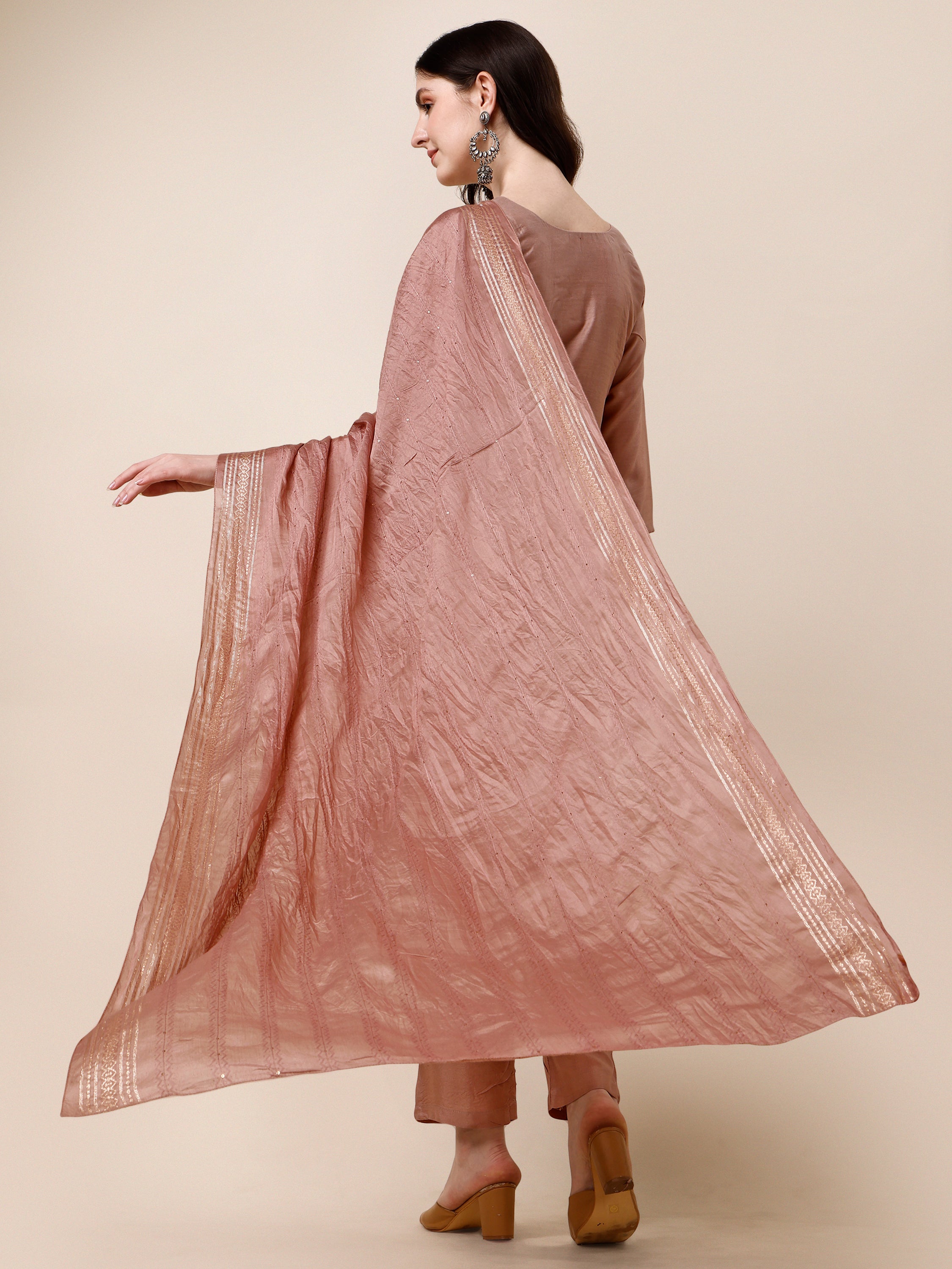 Embroidered Kurta With Pant And Dupatta Set, Multicolor - Hiral Fashion - Distacart