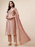 Embroidered Kurta With Pant And Dupatta Set, Multicolor - Hiral Fashion - Distacart