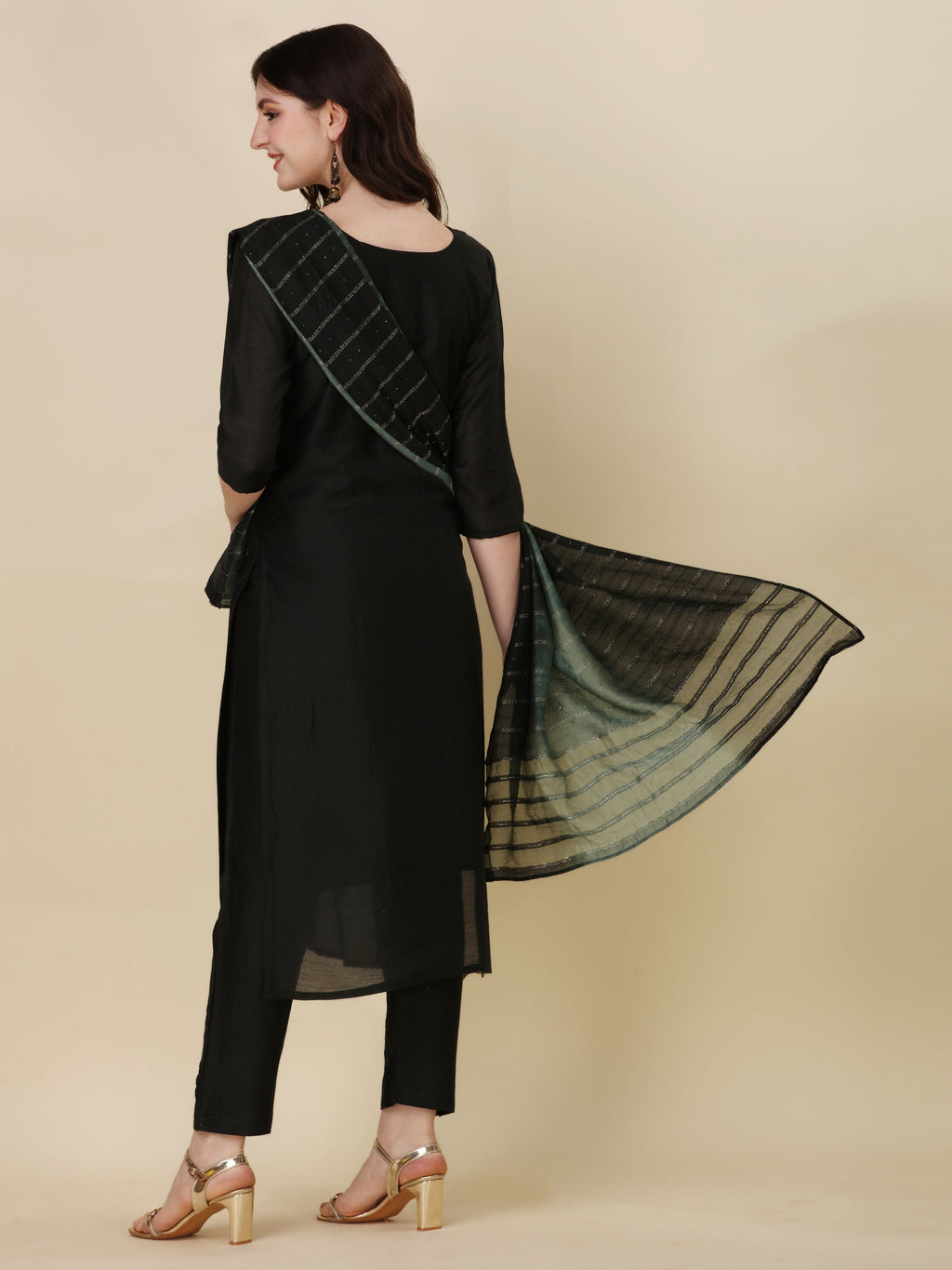 Embroidered Kurta With Pant And Dupatta Set, Multicolor - Hiral Fashion - Distacart