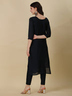 Hand Embroidered Kurta With Pant And Dupatta Set, Multicolor - Hiral Fashion - Distacart