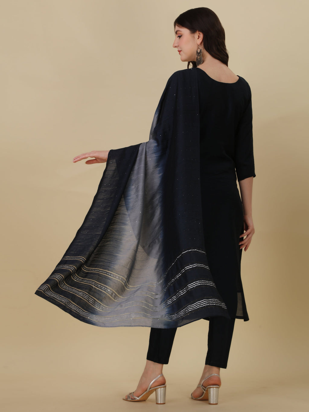 Hand Embroidered Kurta With Pant And Dupatta Set, Multicolor - Hiral Fashion - Distacart