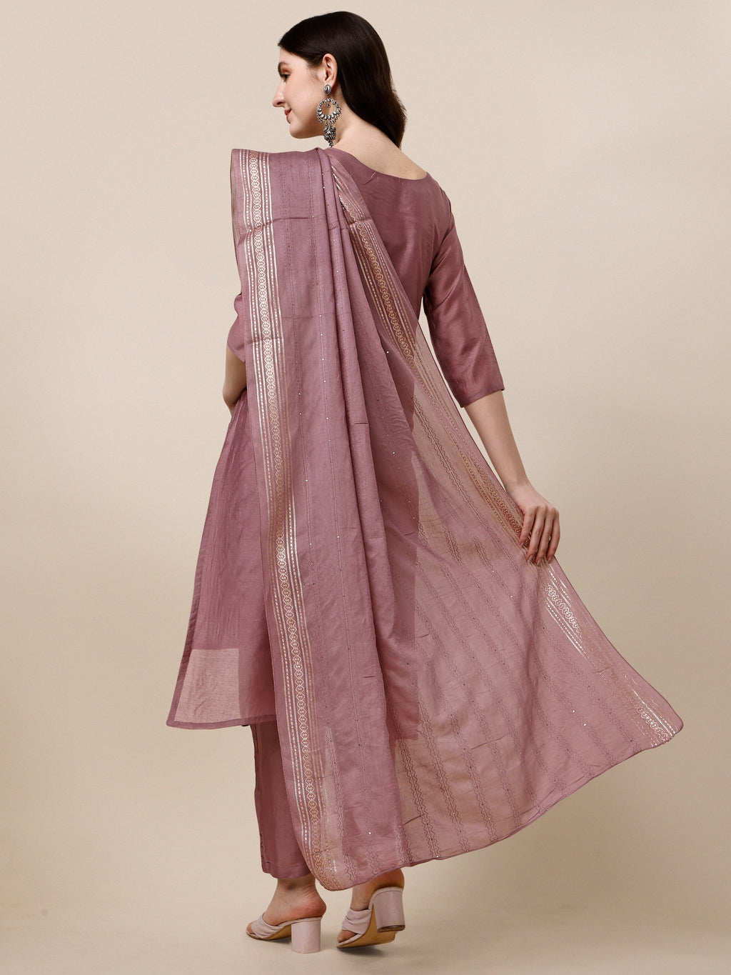 Hand Embroidered Kurta With Pant And Dupatta Set, Multicolor - Hiral Fashion - Distacart