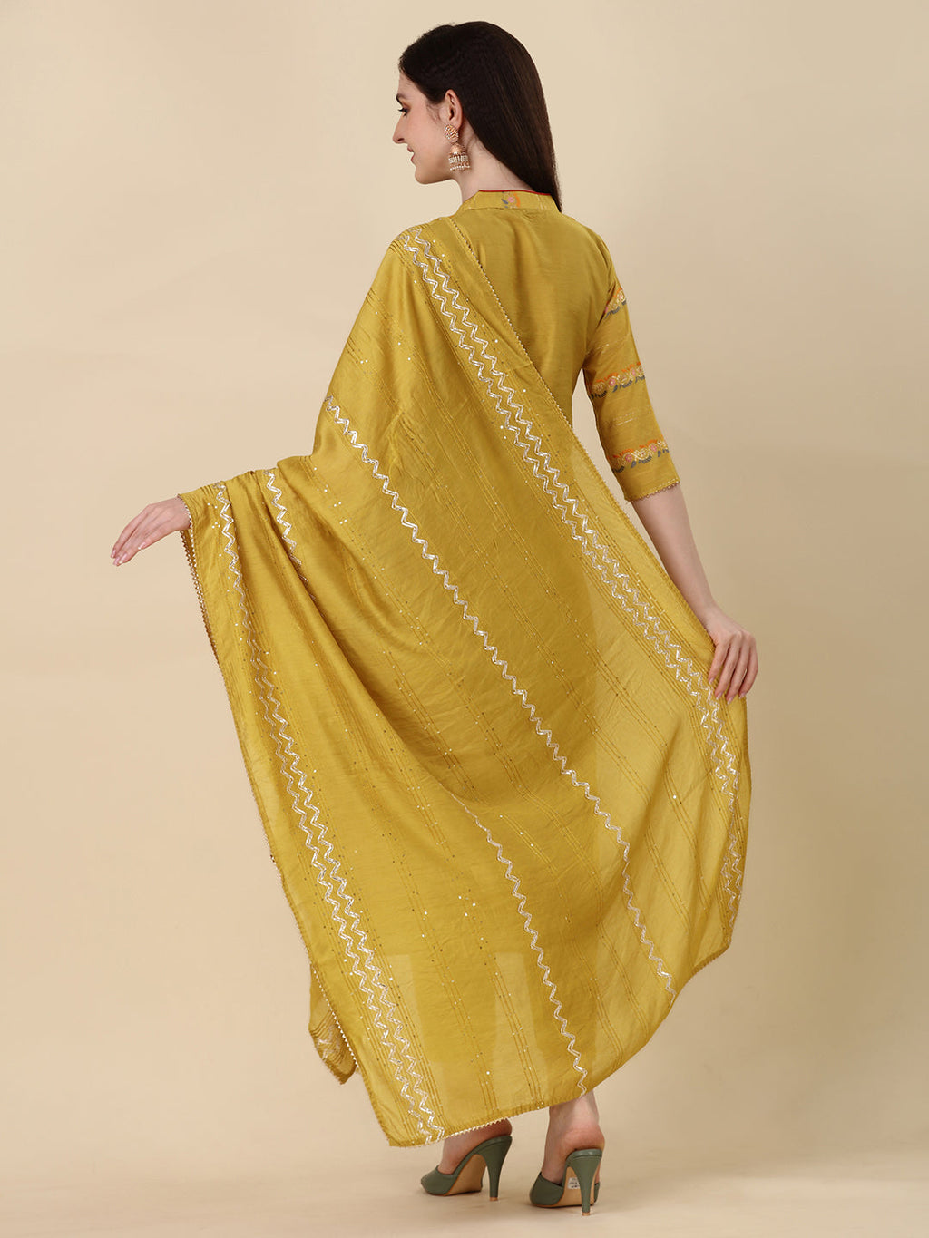 Embellished Buttoned Kurta With Pant And Dupatta Set, Multicolor - Hiral Fashion - Distacart