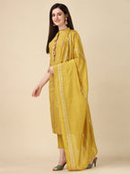Embellished Buttoned Kurta With Pant And Dupatta Set, Multicolor - Hiral Fashion - Distacart