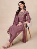 Hand Embroidered Kurta With Pant And Dupatta Set, Multicolor - Hiral Fashion - Distacart