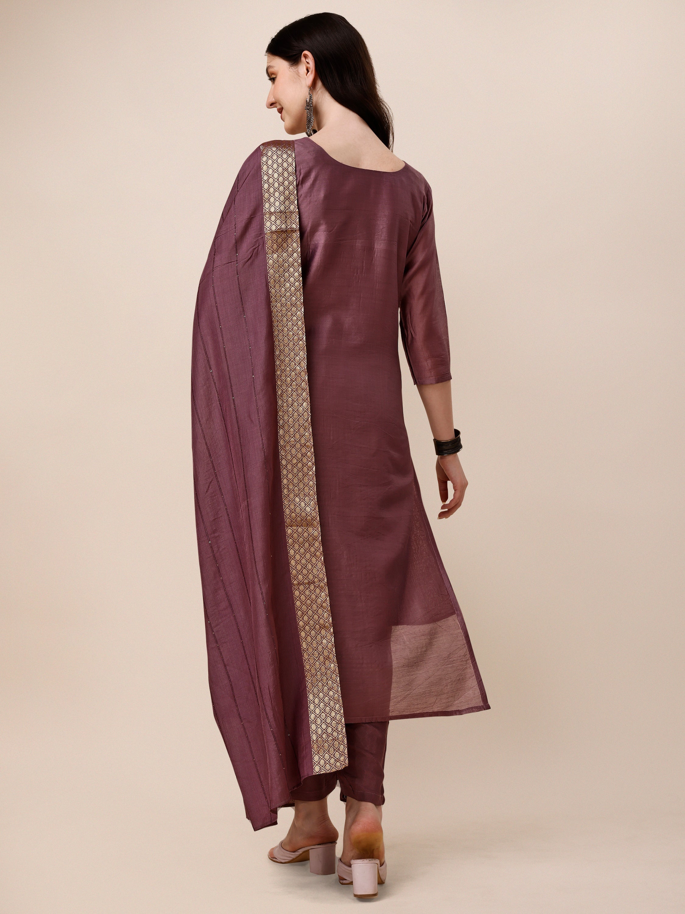 Hand Embroidered Kurta With Pant And Dupatta Set, Multicolor - Hiral Fashion - Distacart