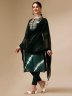 Lehariya Printed And Embroidered Kurta With Pant And Dupatta Set, Multicolor - Hiral Fashion - Distacart